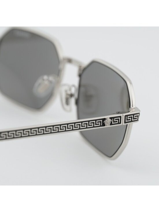 Versace VE2297 1000/6G Sunglasses Silver Rectangle Frame, Light Grey Lenses main image 10